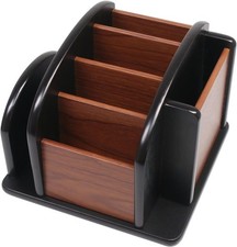 Remote Control Holder Caddy - Wooden Rotating Coffee Table Organizer Large Sp...