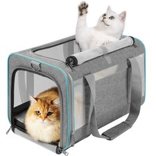 GAPZER Pet Carrier for Large Cats 20 lbs+ / Soft Sided Small Dog Large, Grey