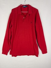 VTG Polo Ralph Lauren Polo Shirt Mens L Long Sleeve Cotton Rugby Pony Casual