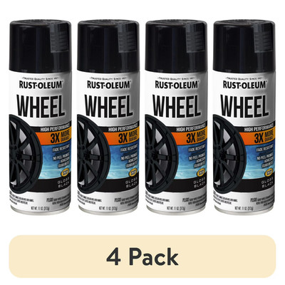 (4 pack) Rust-Oleum Automotive Wheel 3X Gloss Spray Paint, Black, 11 oz