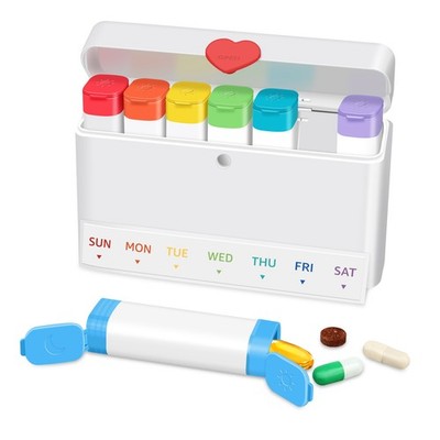 Opaque Moisture Proof AM PM Pill Organizer 7 Day Pill Box Keep Pills Fresh Daily