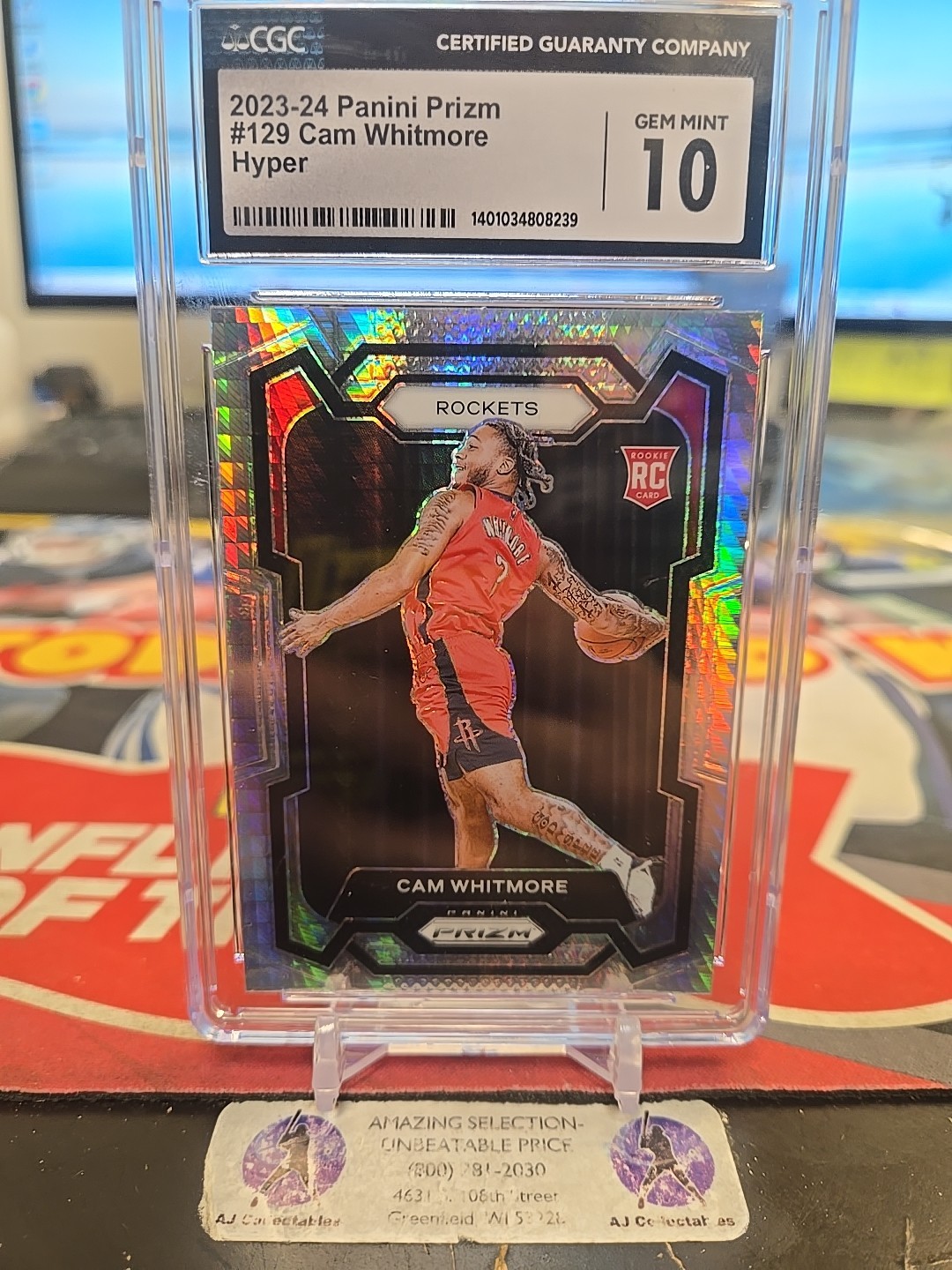 2023-24 Panini Prizm Basketball Cam Whitmore Rookie Hyper Prizm Card #129