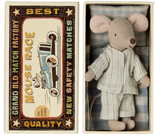 New Maileg Big Brother Mouse in Box Mint Pajamas Mice Doll Dollhouse Boy Toy