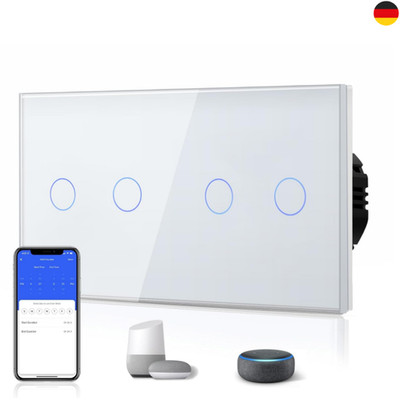 BSEED Smart Alexa Glas Schalter 157mm 86mm Weiß Tuya Google Home