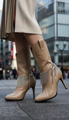 Women Silver Metal Chain Fashion 2 Boot Bracelets Shoe Long Tassel Fringes Charm