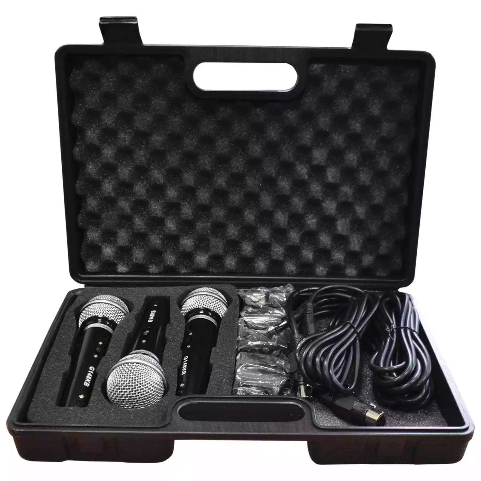 3x Microphone Kit with Plastic Body Leads and Carry Case - Image 3