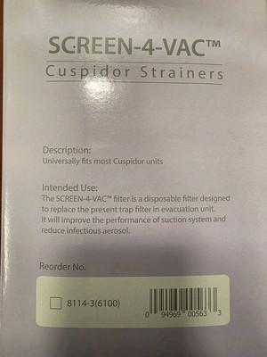 Screen 4 Vac Disposable Cuspidor Strainers 144/Box 8114-3 (6100)