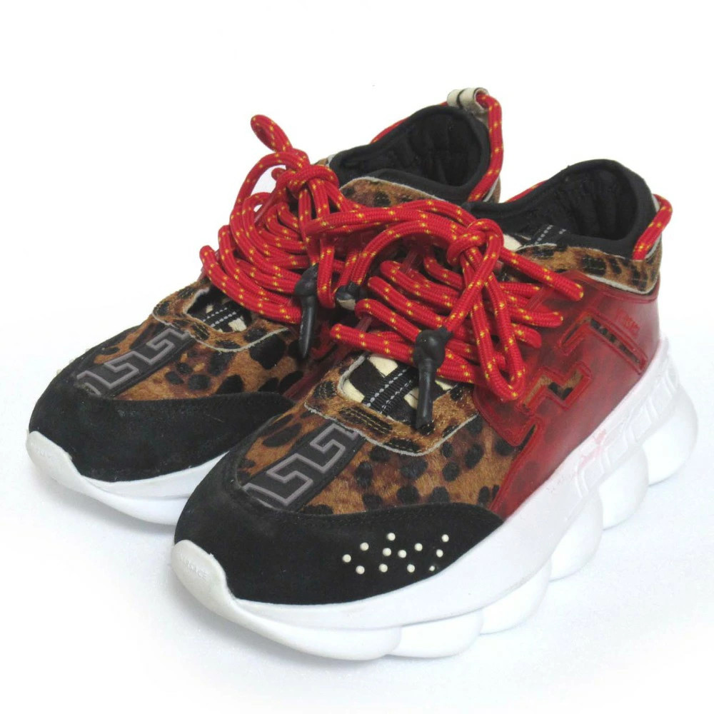 VERSACE Chain Reaction Leopard Pattern Sneakers E… - image 1