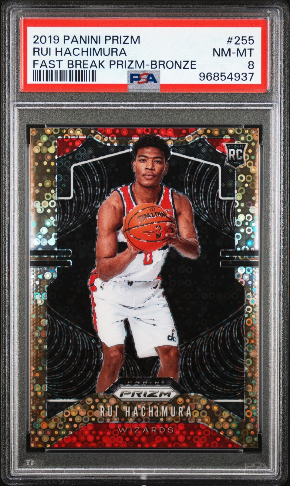 2019 Prizm Rui Hachimura #255 Fast Break Bronze #'d /20 Rookie RC PSA 8