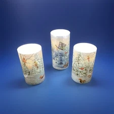Set of 3 Snowman LED Candles - Collections, Etc. - New In Box Tiered Heights