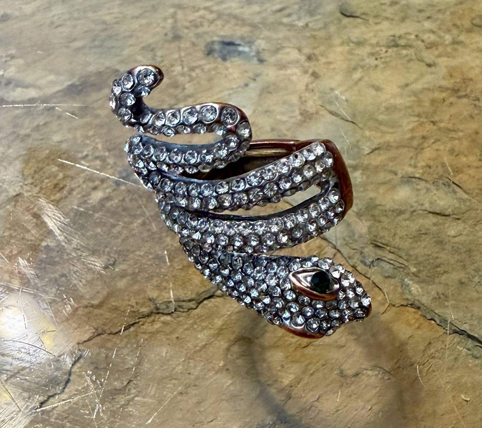 Silvertone Snake Ring - Size 6 - Adjustable - image 2