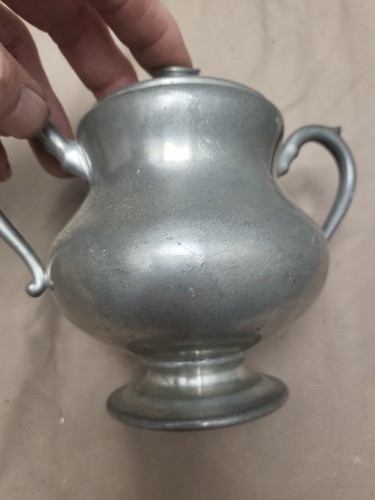 Vintage KMD Royal Holland Pewter Covered Sugar Bowl, 4” Tall Mid Century Modern - Picture 11 of 14