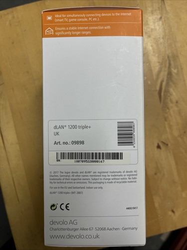 DEVOLO 1200+ WiFi dLAN Add-On GIGABIT PASSTHROUGH POWERLINE ADAPTER 2 PORTS - Picture 7 of 9