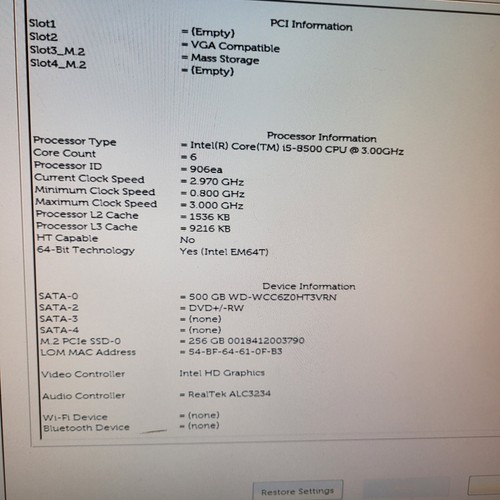 Optiplex 5060 256GB NVMe, i7-8500, 4.1 GHz, 16GB RAM, GPU, SFF, 500GB HDD, Win11 - Picture 5 of 10