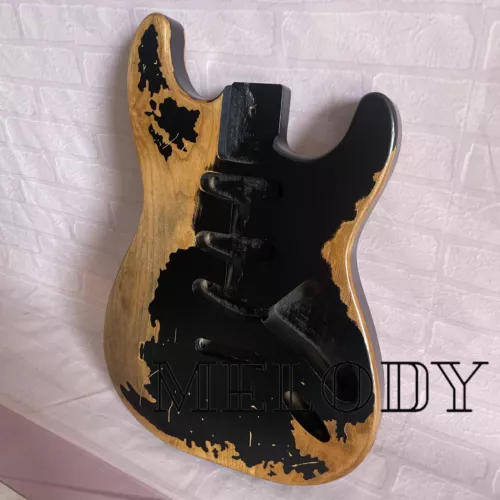 Factory Relic Black Stratocaster Electric Guitar Body SSS Pickup Groove Polished