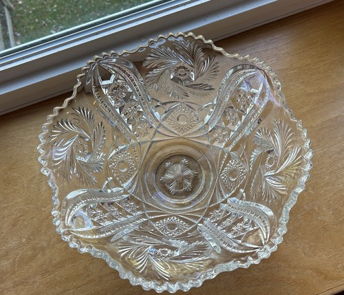 Vintage L. E. SMITH Galaxy Stars Pinwheel Pressed Glass Punch Bowl 13 3/4” - Picture 3 of 9