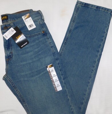 LEE Slim Straight Jeans Stretch Slim in Seat & Thigh Midrise Fuel Medium Blue