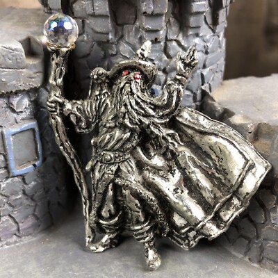 D&D Warhammer Wargame Wizard Sorcerer Crystal Ball Staff Metal Miniature