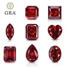 Garnet Red Moissanite Stone Loose Gemstones Passed Diamond GRA Certificate Ring