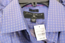 James Tattersall London Men Blue Cotton LS Button Dress Shirt Nwot 16-1/2 XL 99