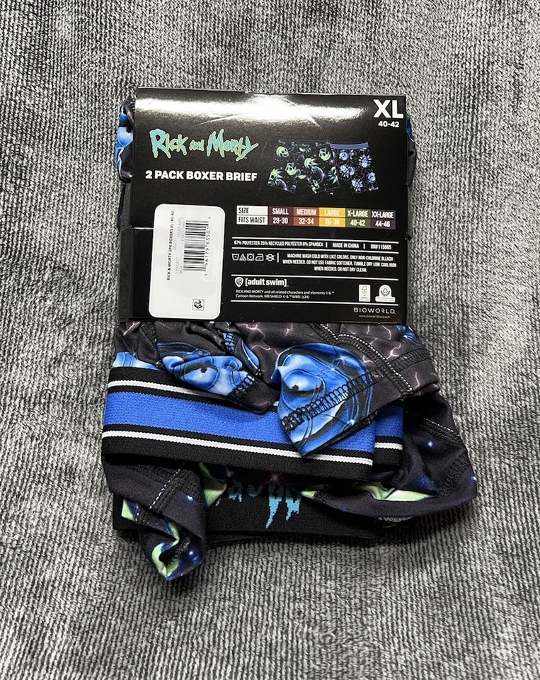 BioWorld 2 Pack Rick And Morty Men's Boxer Briefs Size XL 40-42" - Image 3 of 3