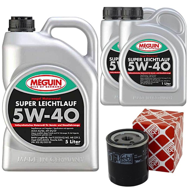 MotoröL Set 5W-40 Vollsynth Meguin 7 Liter + ÖLfilter FüR Fiat Ducato Bus 2.0-image