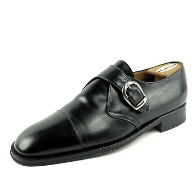 Black CIRO SCHIANO Leather Captoe Monk Dress Shoes 10.5 