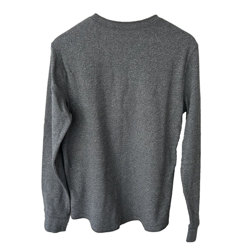 Mens Thermal Henley Shirt Size Medium Grey Great for Layering Long Sleeve Top * - Picture 6 of 6