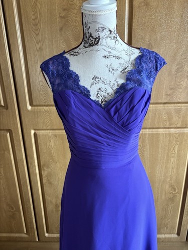 Atemberaubendes gefüttertes violettes Maxikleid von Hilary Morgan Größe 12 neu mit Etikett UVP 225 £