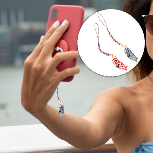 2 Pcs Transfert Carpe Pendentif Téléphone Portable Drapeau Poche - Zdjęcie 4 z 12