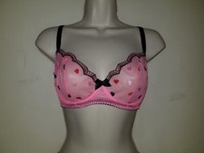 Agent Provocateur Conny Plunge Bra pink with hearts size 36B NWT