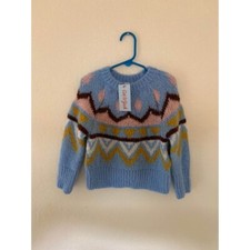 Cat  Jack Girls Fuzzy Pull Over Fair Isle Sweater X-Small Blue New