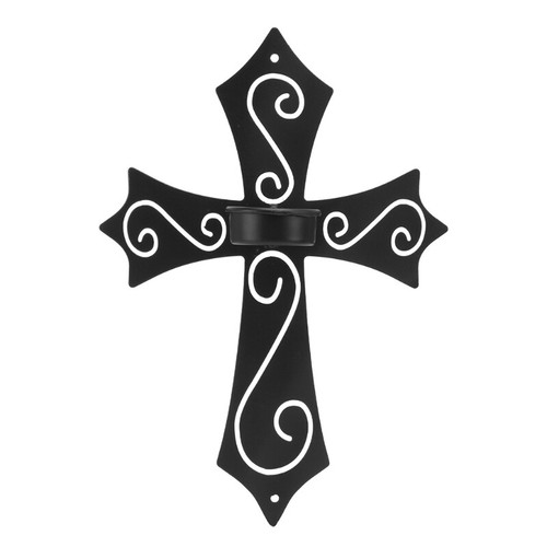 Wall Hanging Holder Metal Hollow Christian for Cross Sconce Candlestick D