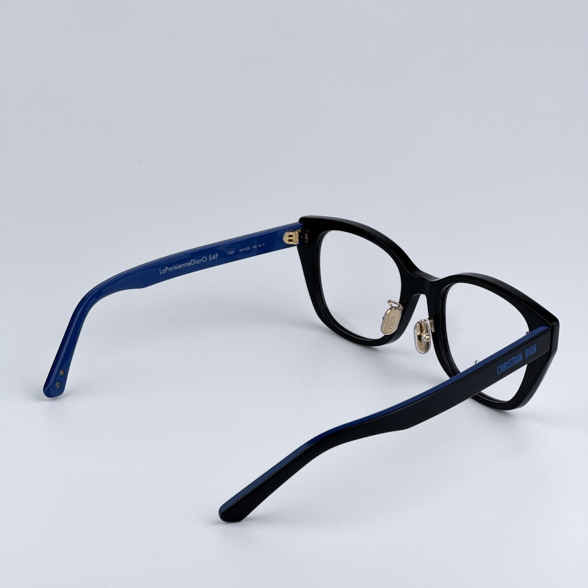 NEW Dior LAPARISIENNEDIORO S3F 1000 Shiny Black Blue Women Eyeglasses Dior Women Eyeglasses Black Blue Demo Round  main image 4