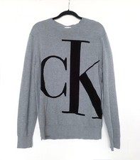Calvin Klein Men's Gray/Black Logo Sweater Size: M