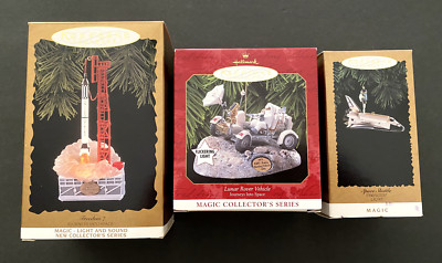 Hallmark Keepsake Ornaments Bundle-Space Shuttle,Lunar Rover-Freedom7-NIB