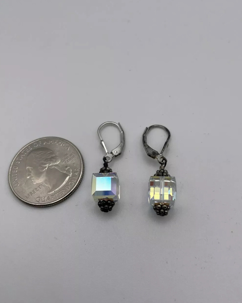 Sterling Silver AB Cube Swarovski Elements Crysta… - image 5