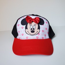 Girls Minnie Mouse Hat Baseball Style Cap Adjustable Red Bow Hearts Disney Cute