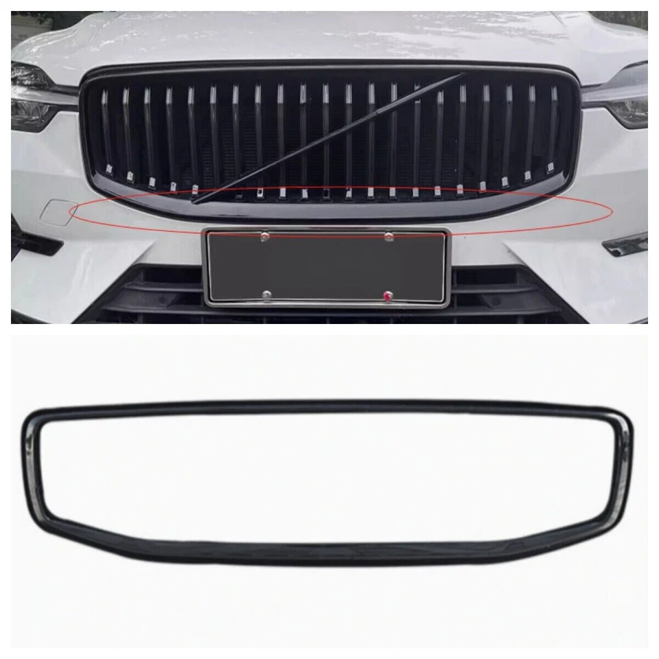 Para 19-24 Volvo S60 ABS preto brilhante grade frontal externa estrutura 1 peça - Imagem 2 de 4