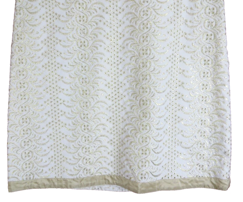 SK17635- BANANA REPUBLIC Falda metálica de línea A para mujer bordada en marfil dorado 8 Foto 4 de 4