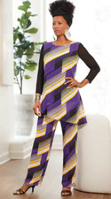 Size 2X PLUS Ashro Purple Black Ethnic African Inspired Malika Pant Suit Set