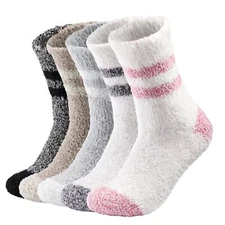 5 Pairs Fuzzy Socks for Women - Cozy Socks for Women Fluffy Socks Winter Warm...