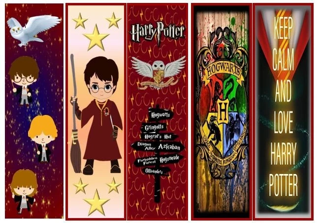 LITTLEHANDPRINTS TEACHING RESOURCES HARRY POTTER -Children Kids Bookmark - 5 in a set- Encourage reading -Party Gift