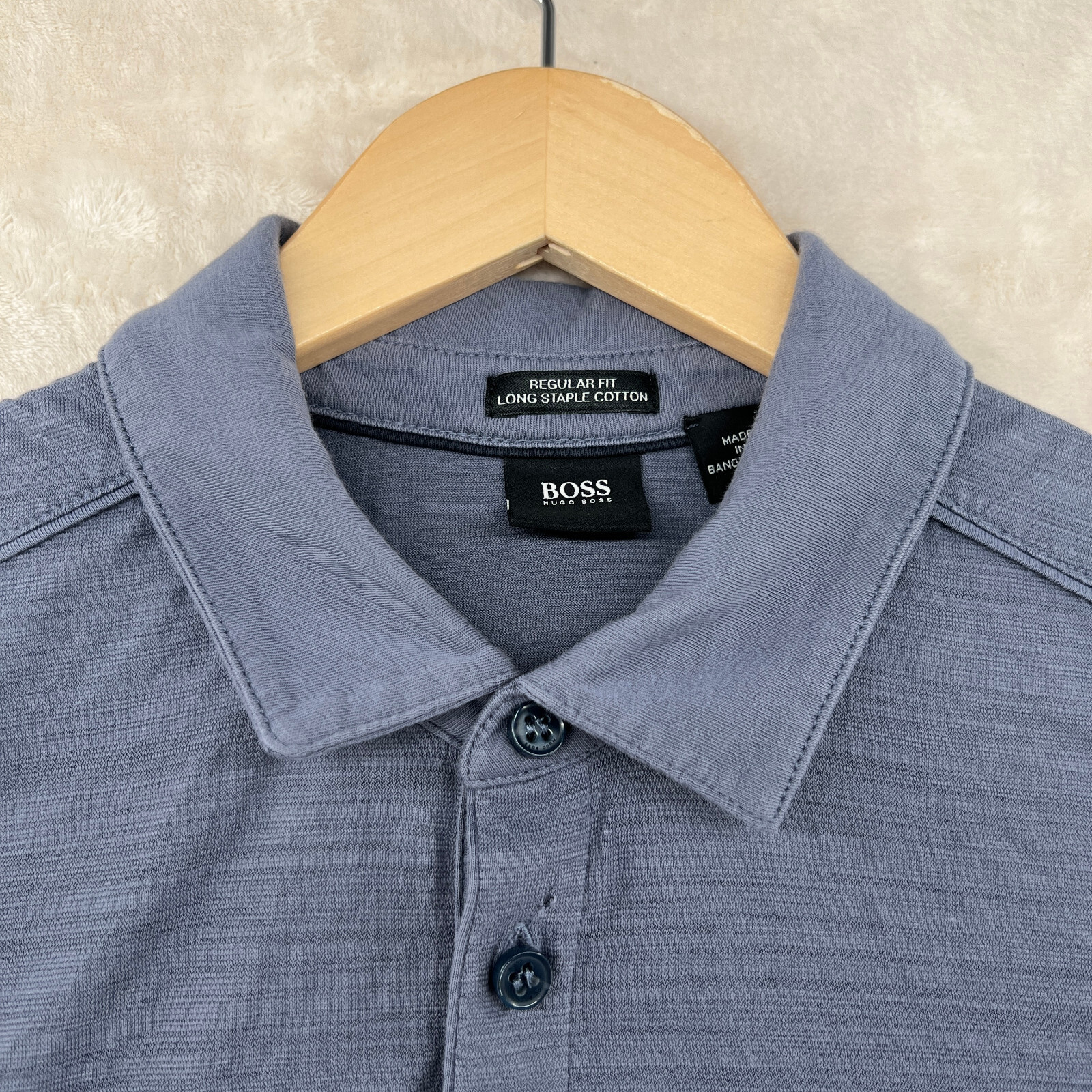 Hugo Boss Regular Fit Men's Size XL Steel Blue Long Staple Cotton Polo Shirt thumbnail 4