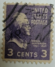 VINTAGE ~ United States Postage Stamp ~ THOMAS JEFFERSON (Purple 3 cent) - 022