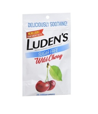SM LUDEN'S Sugar Free Wild Cherry Throat Drops Sore Throat Relief 25ct(3 Pack)