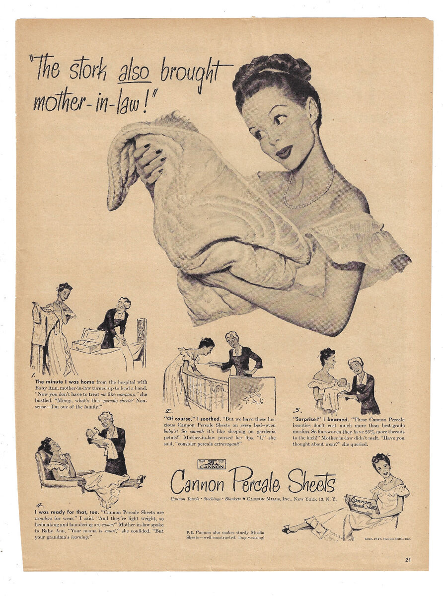 Cannon Mills Print Ad Percale Sheets Household Bed Linen Household