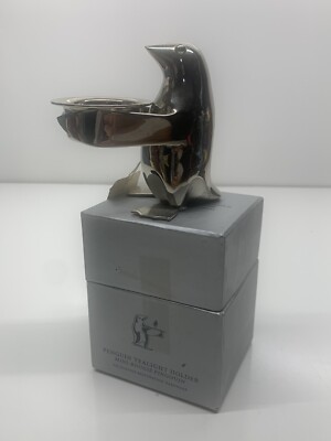 Unique Restoration Hardware Silver Plated Penguin Votive Candle Holder In Box