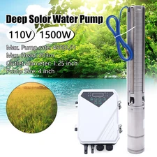 4" 2 HP Solar Water Pump Submersible MPPT Controller Kit DC 110V Deep Well Pump