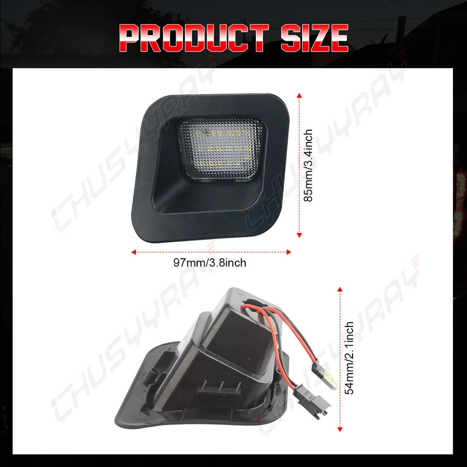 2Pcs For 2003-2018 Dodge Ram 1500 2500 3500 LED License Plate Lights Bumper Lamp - Image 3 of 4
